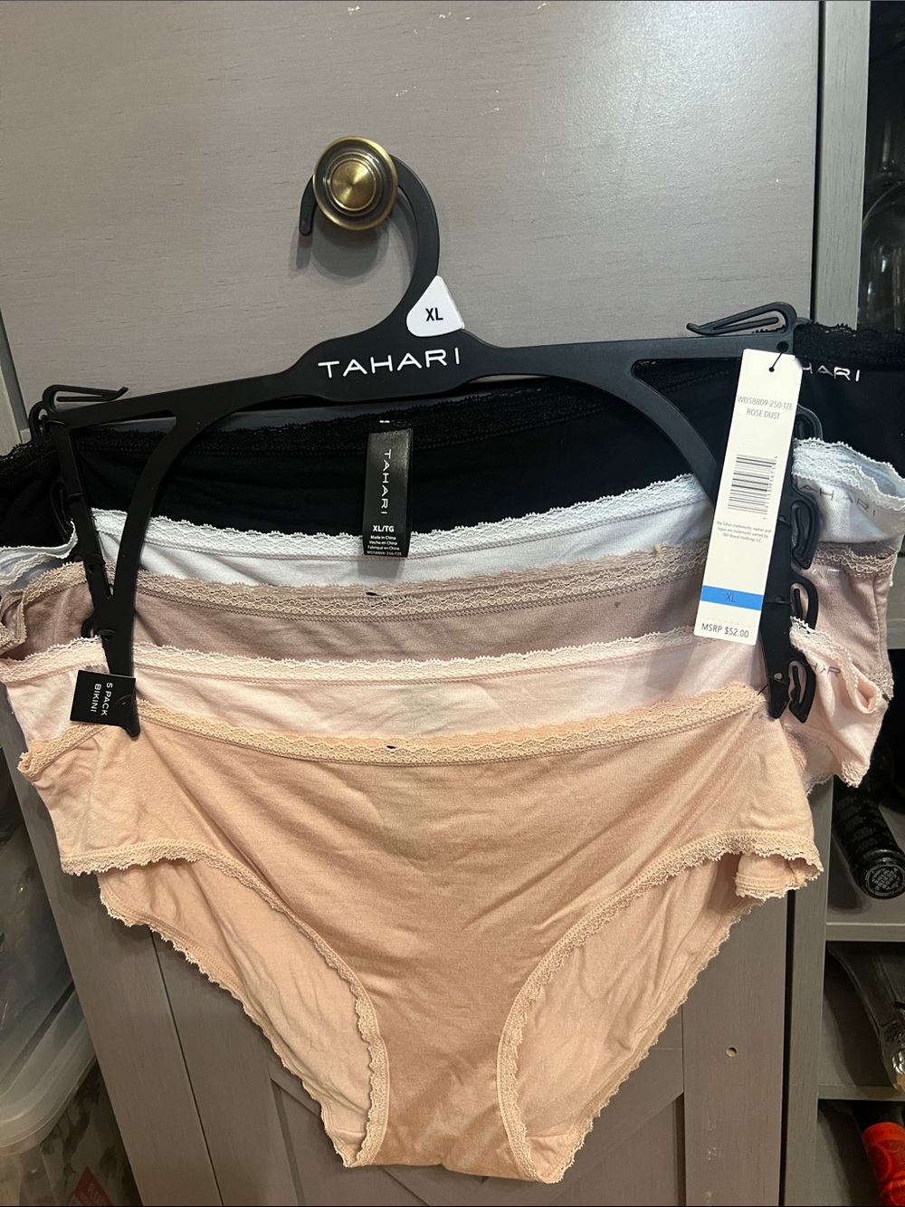 Tahari 5-Pack Bikini Panties in Black, White and Neutral Tones XL